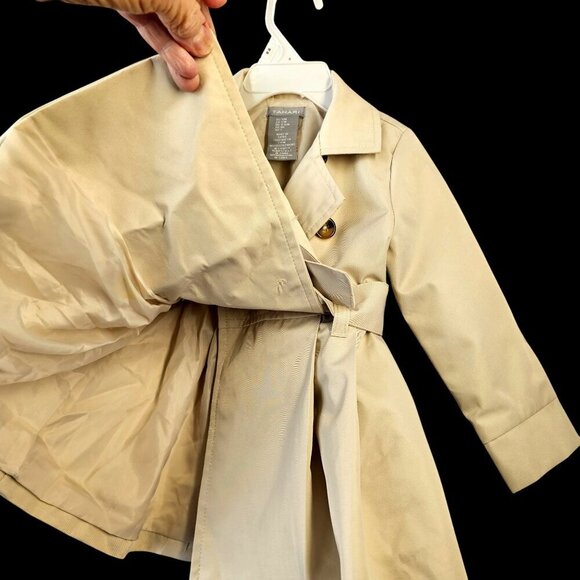Tahari Belted Tan Trench Coat Baby Girl Size 12M Double-Breasted Button Up - Picture 6 of 9